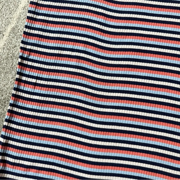 Le Lis Pink Navy White Striped Ribbed Stretch Pull on Pencil Skirt - Picture 2 of 3